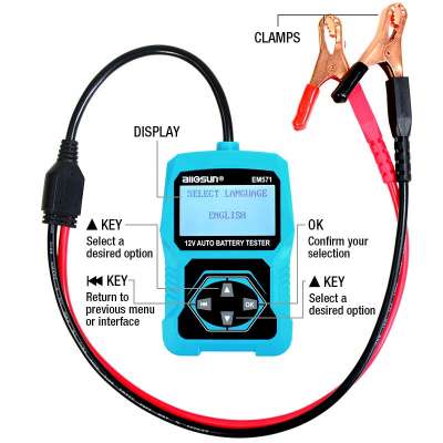 Allosun EM571 Digital Battery Analyzer 12V CCA Digital Automotive Battery Tester/Battery Load /Charging Voltage Tester